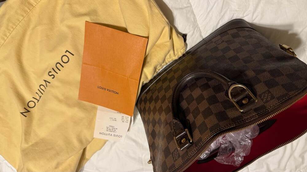 Louis Vuitton Damier Ebene Alma PM Handbag Brown